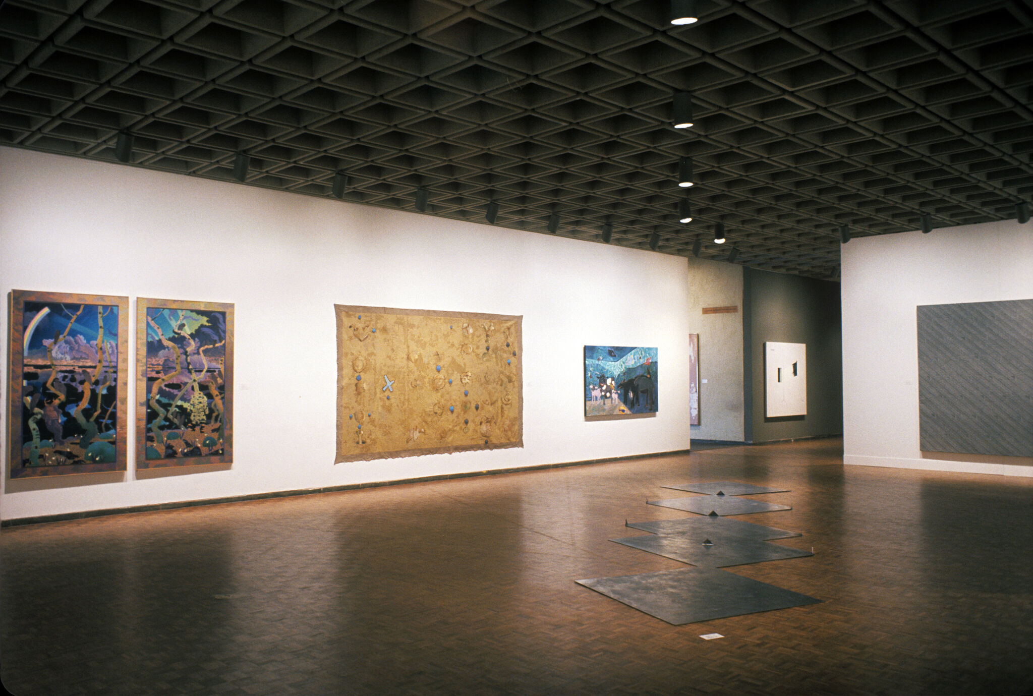 Works of art in a gallery.