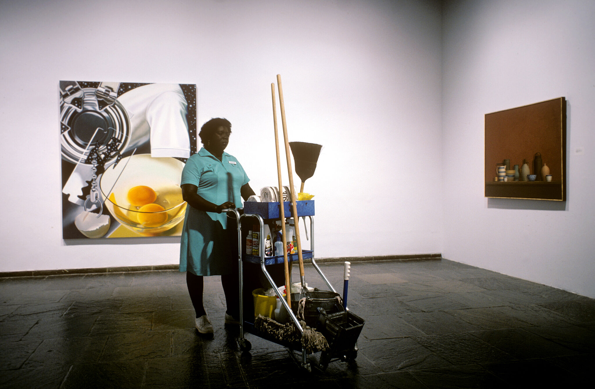 Works of art in a gallery.