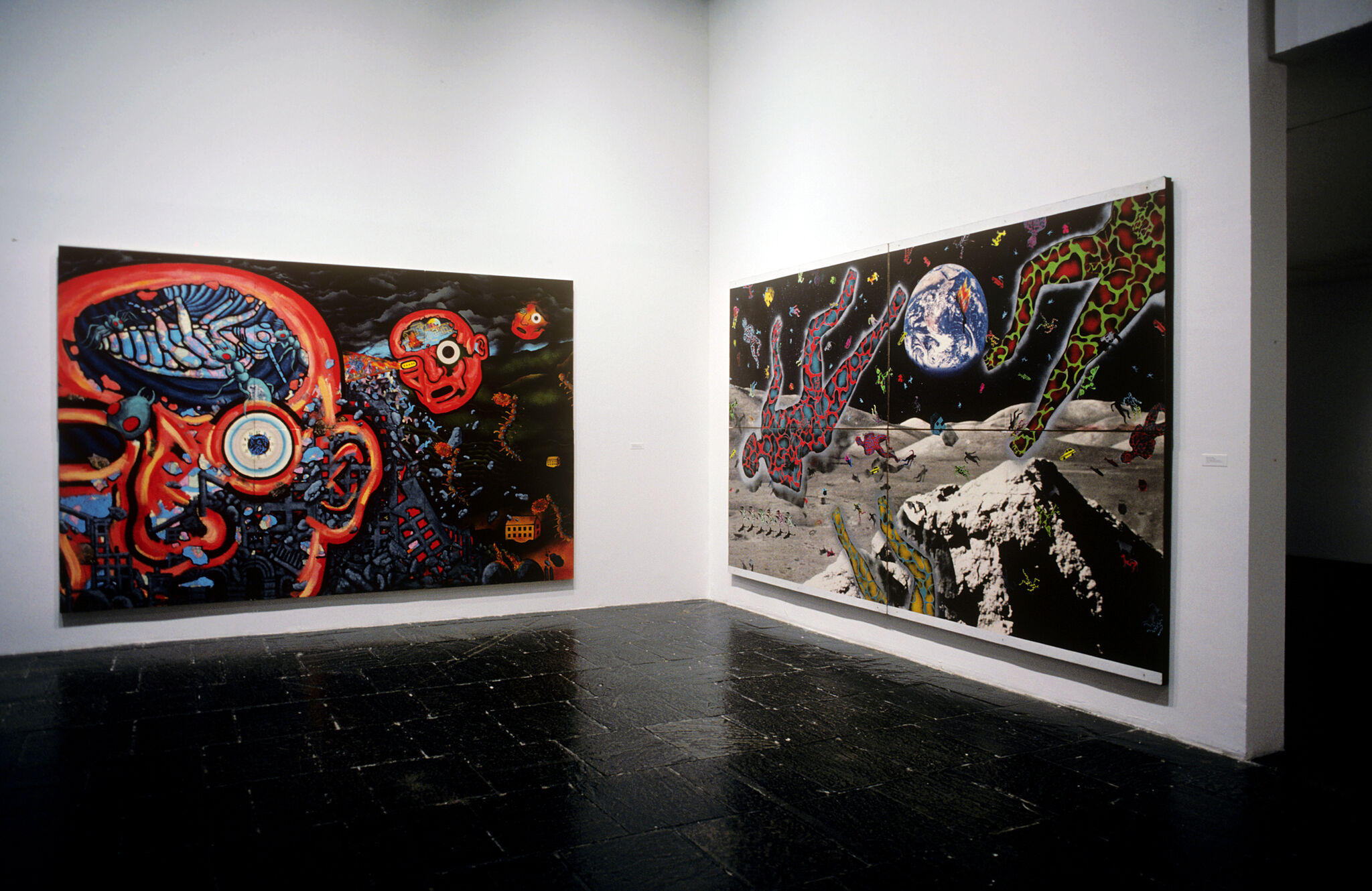 Works of art in a gallery.