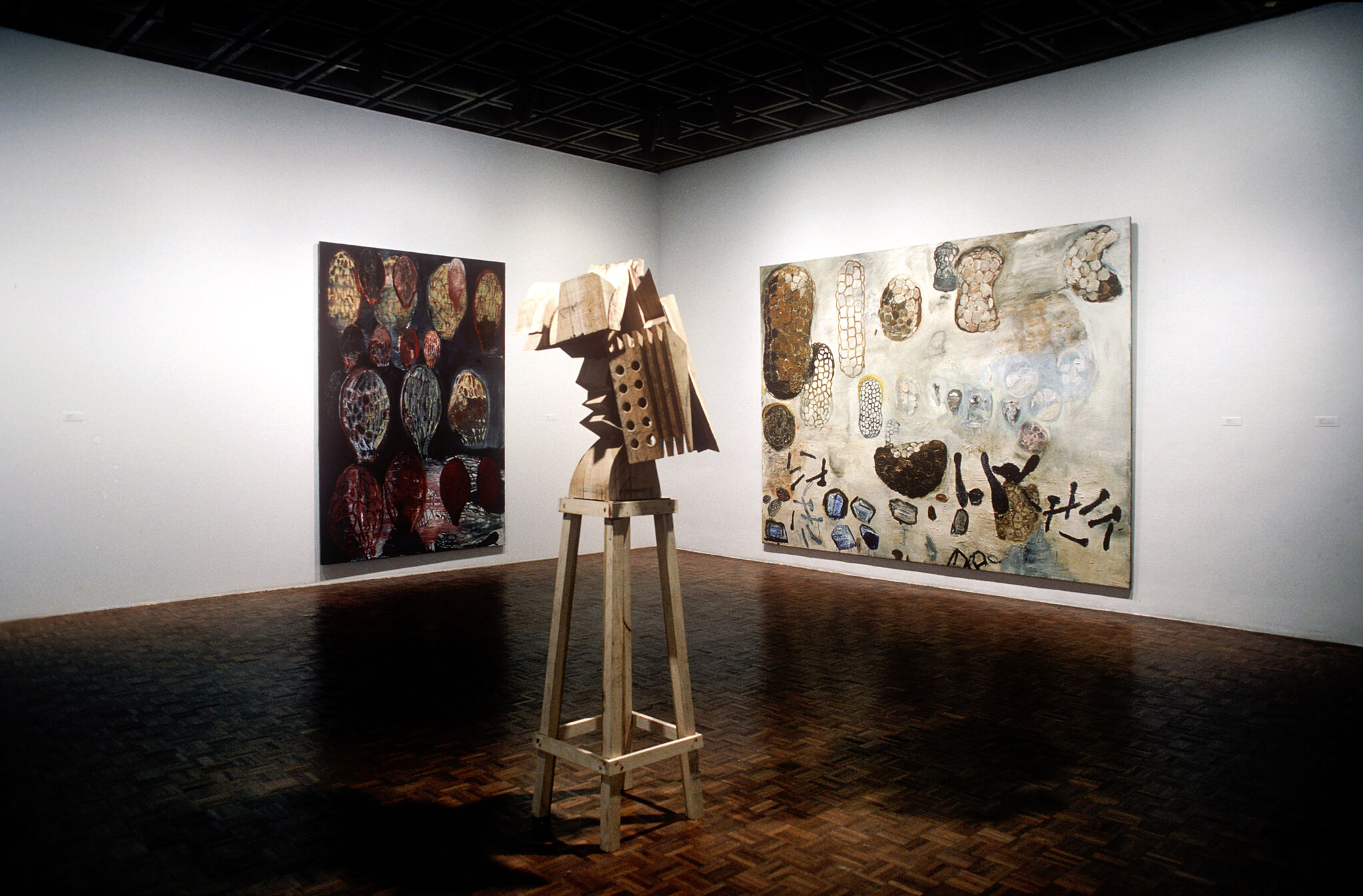 Works of art in a gallery.