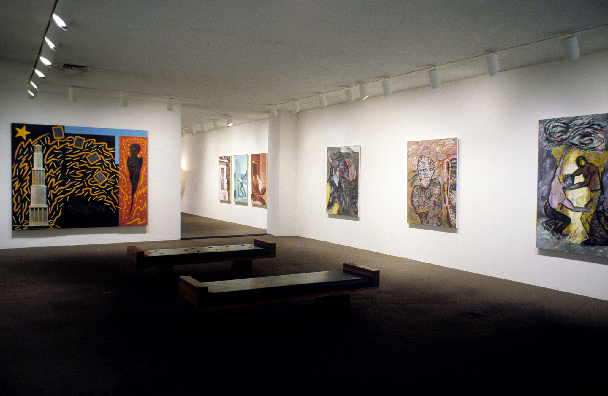 Works of art in a gallery.