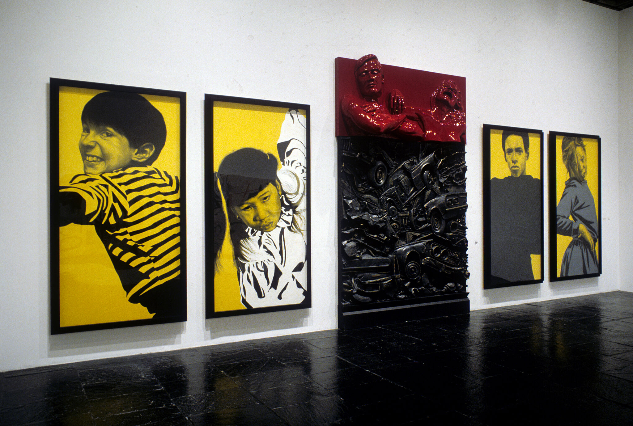 Works of art in a gallery.