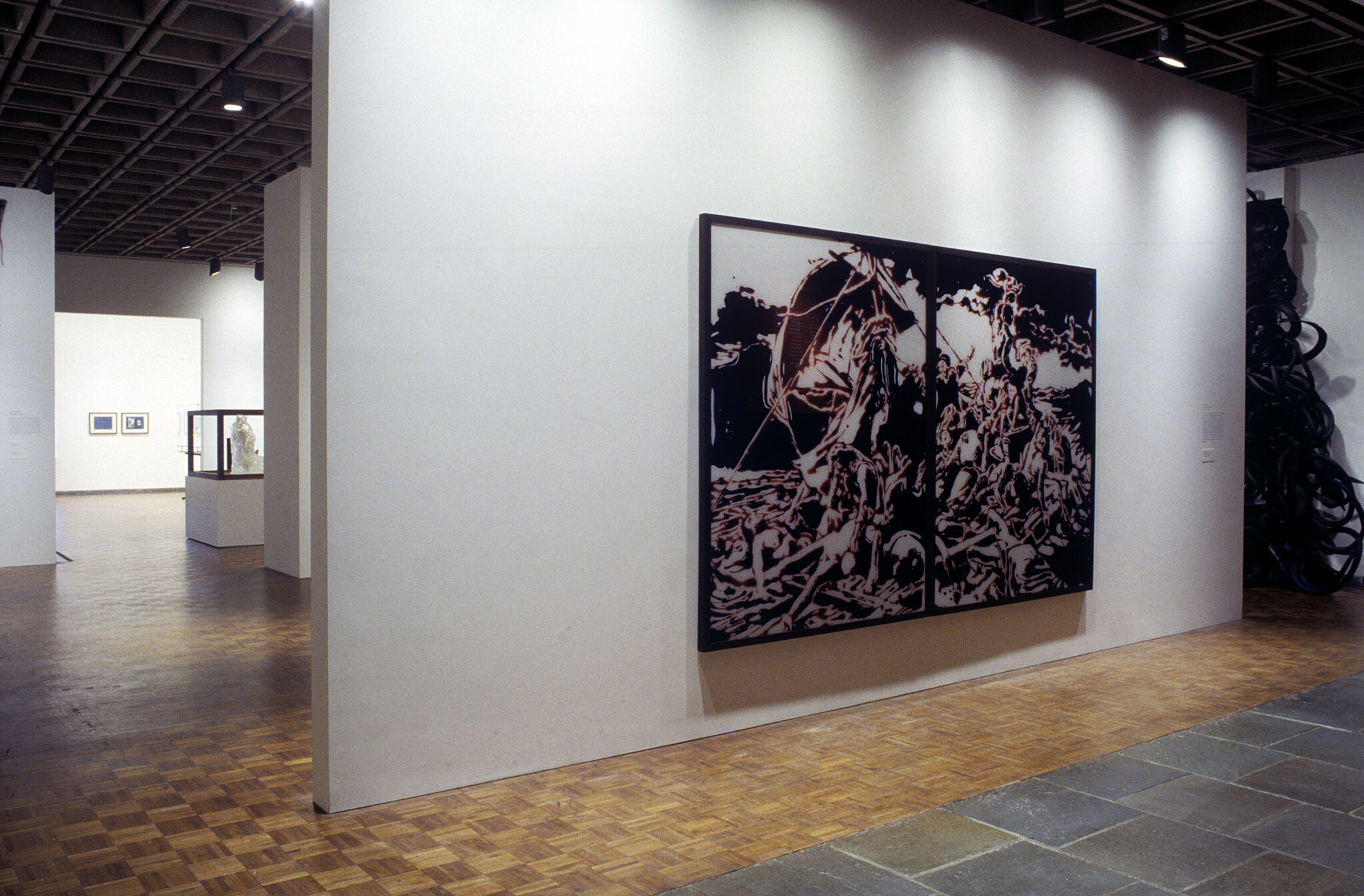 Works of art in a gallery.