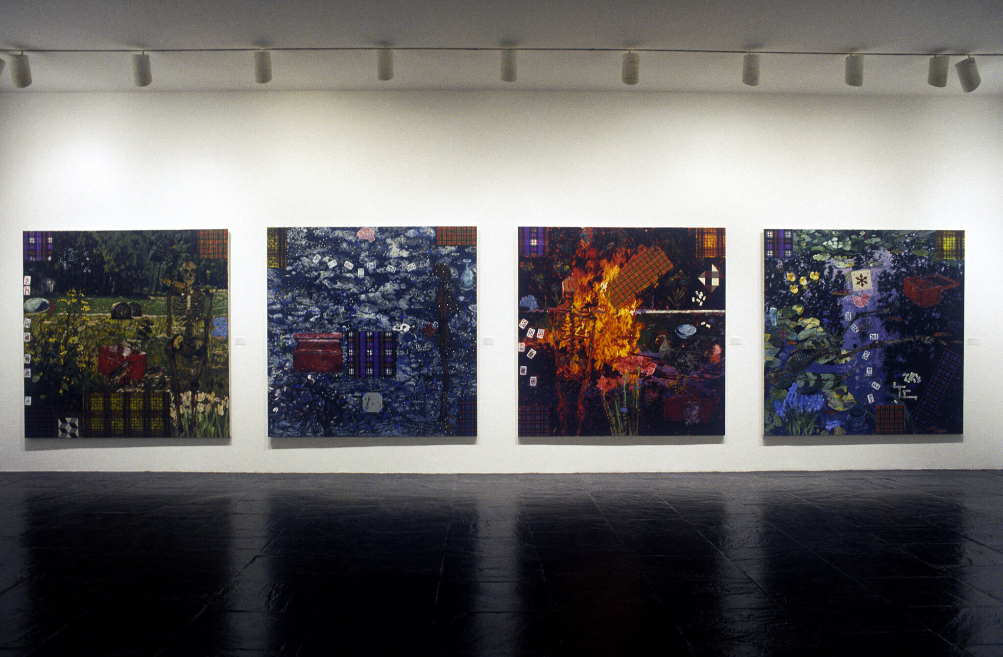 Works of art in a gallery.