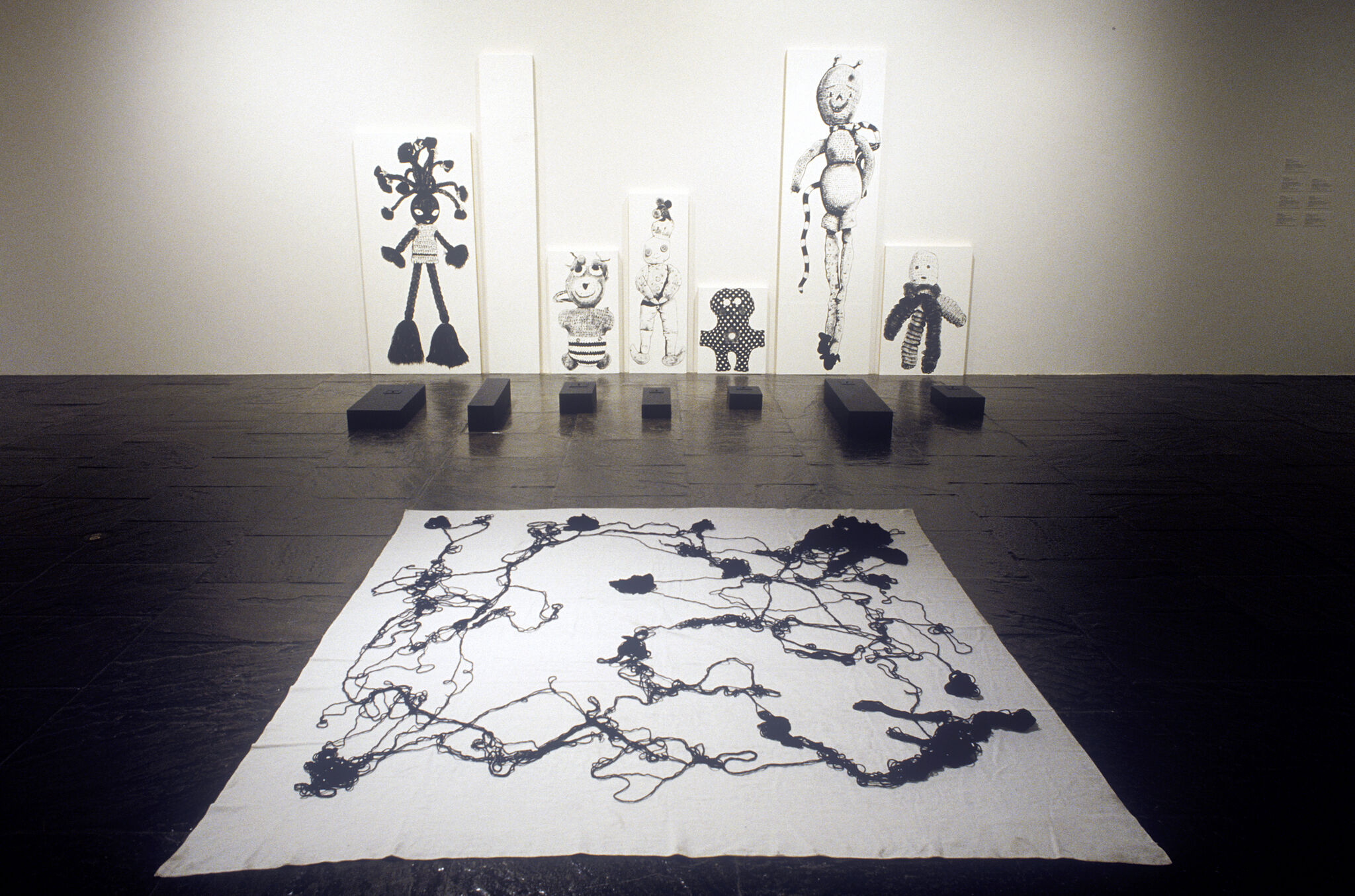 Works of art in a gallery.