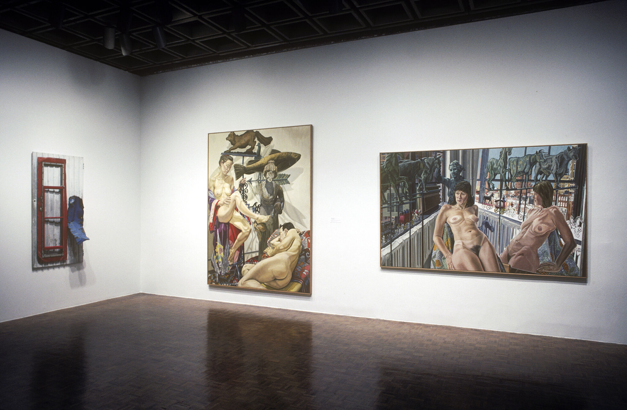 Works of art in a gallery.