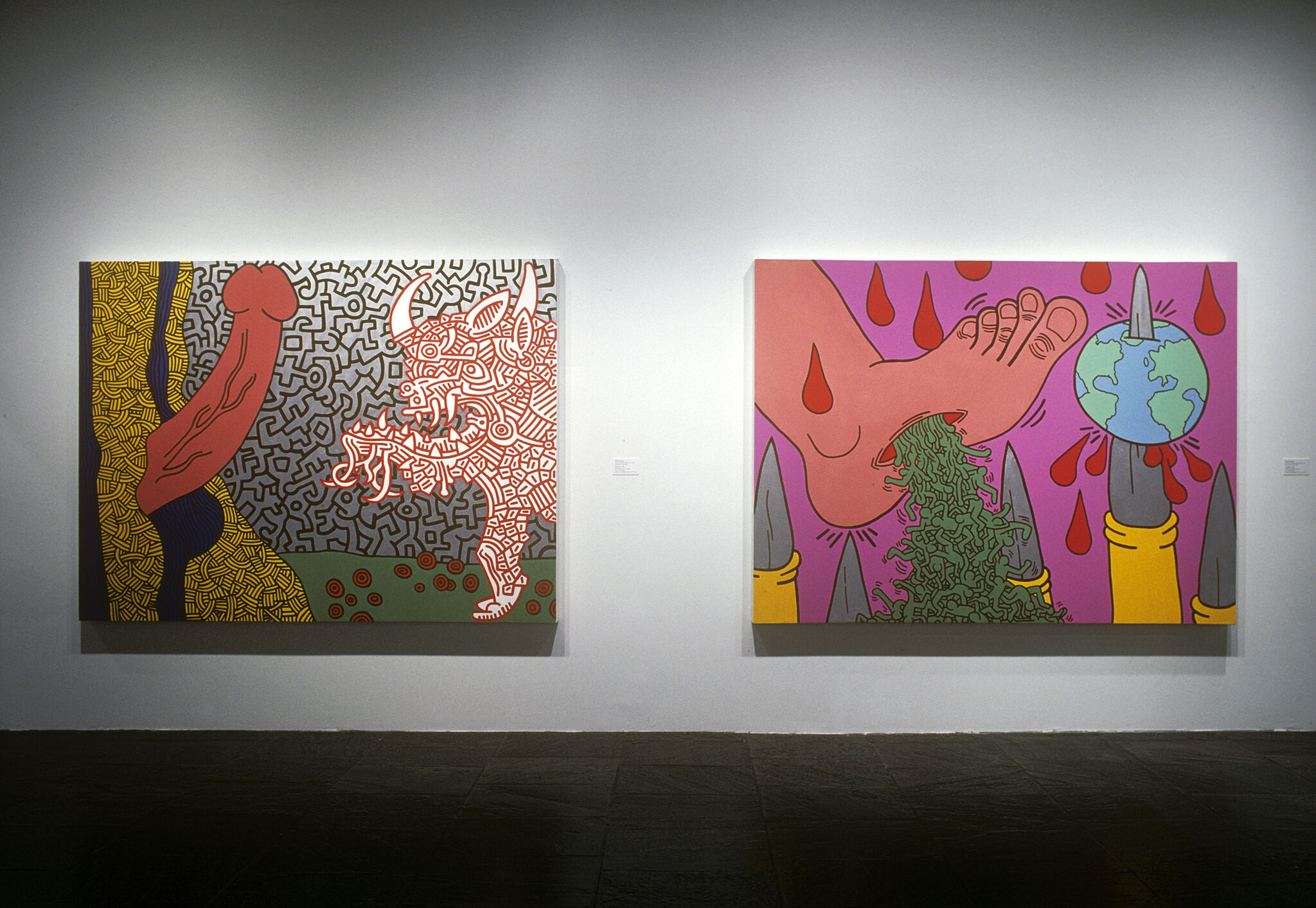 Works of art in a gallery.