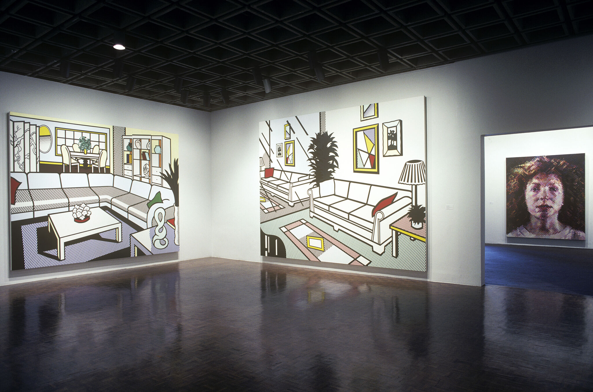 Works of art in a gallery.