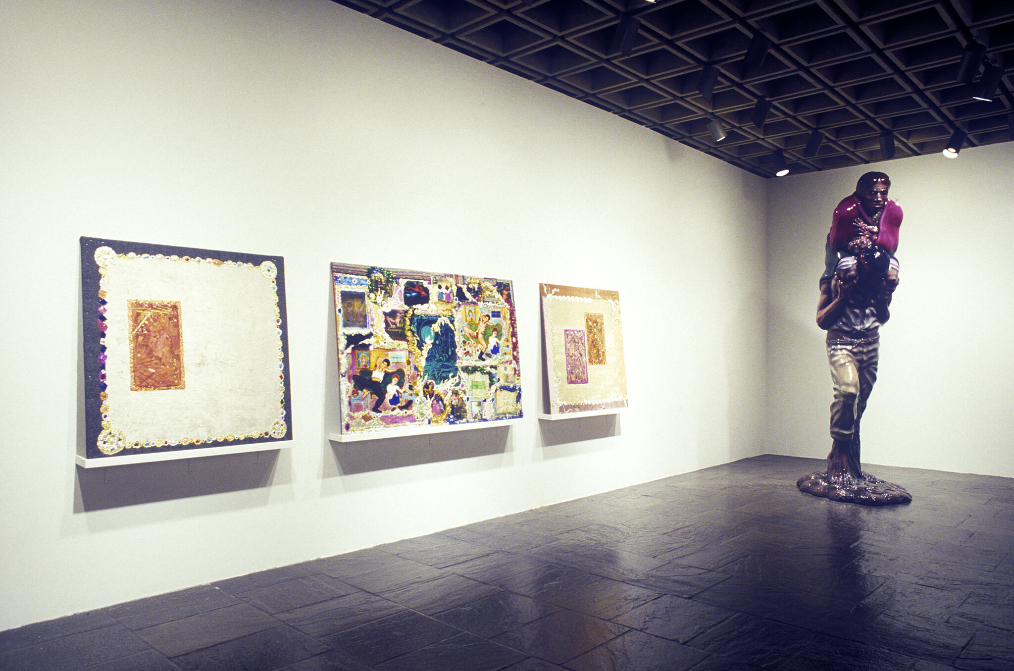 Works of art in a gallery.