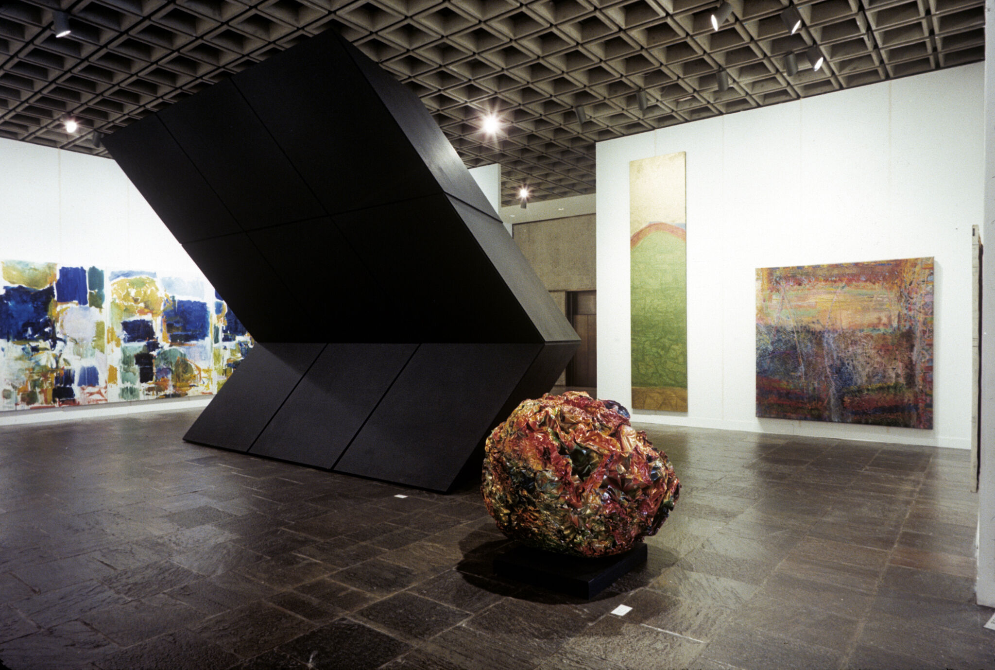 Works of art in a gallery.