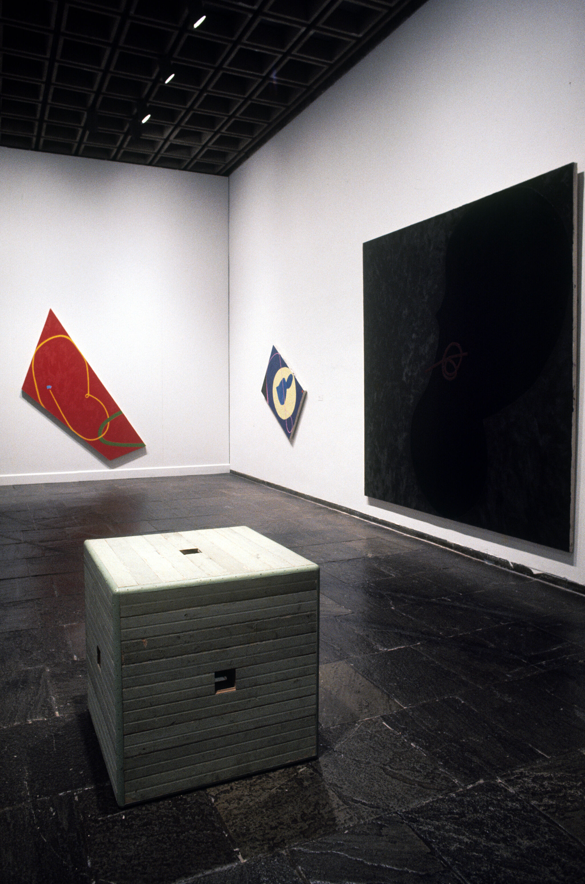 Works of art in a gallery.