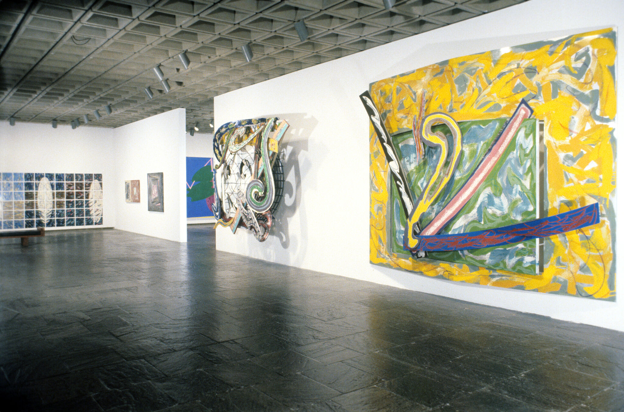 Works of art in a gallery.