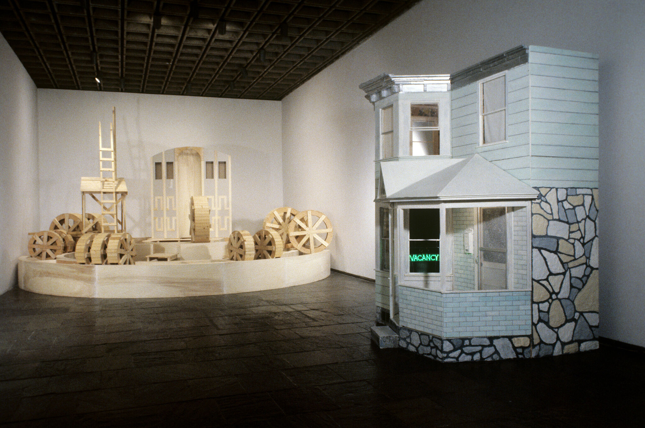 Works of art in a gallery.