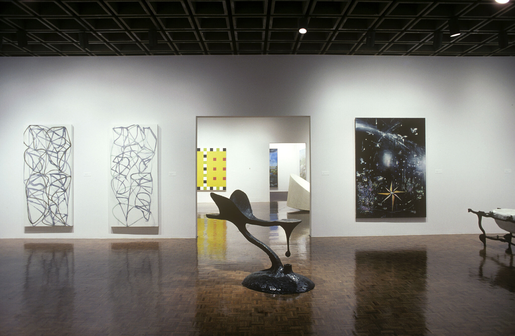 Works of art in a gallery.