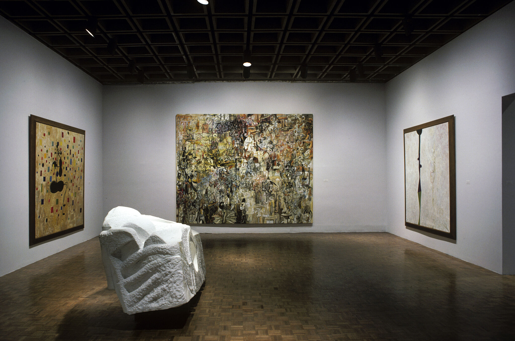 Works of art in a gallery.