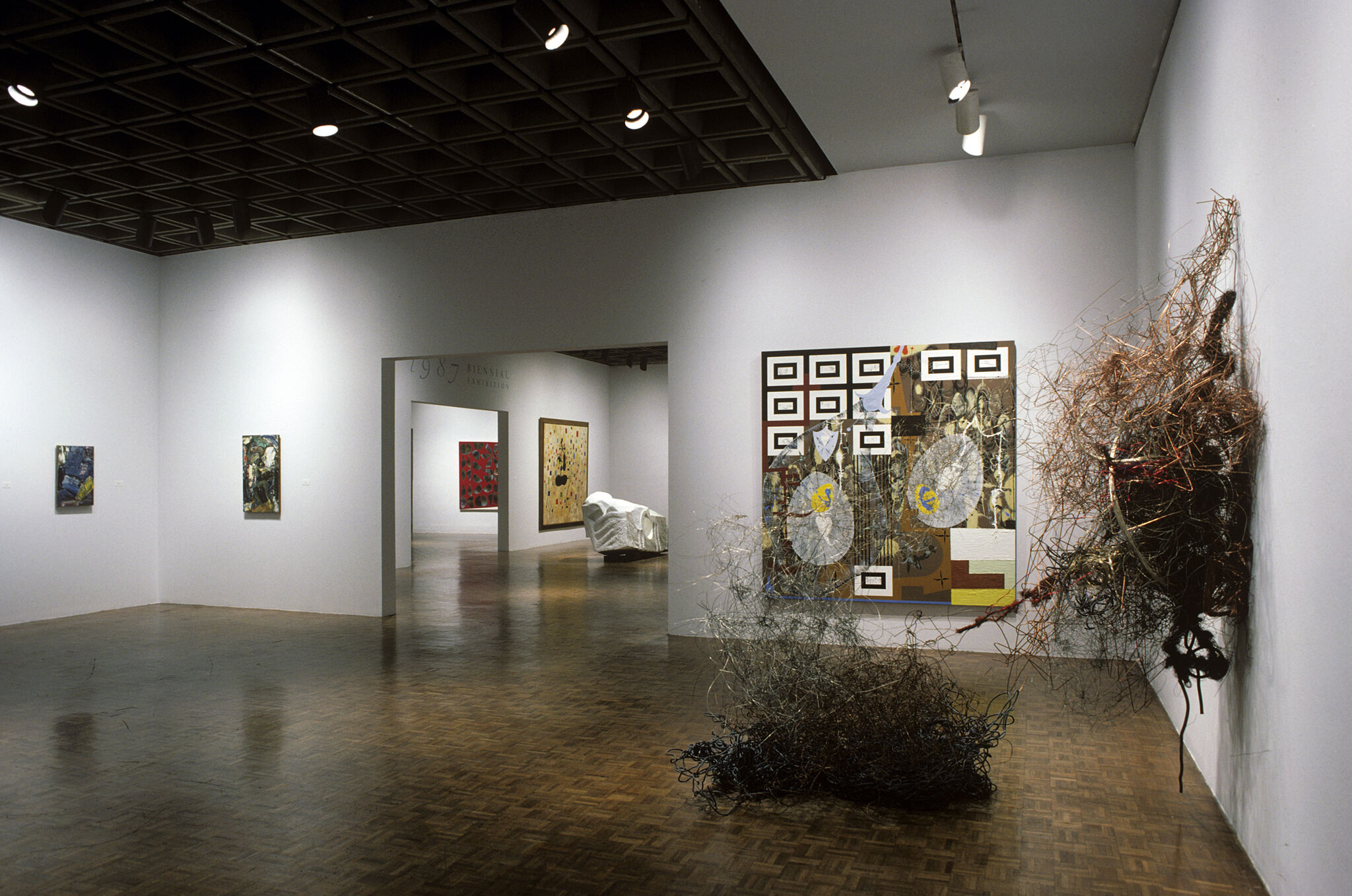 Works of art in a gallery.