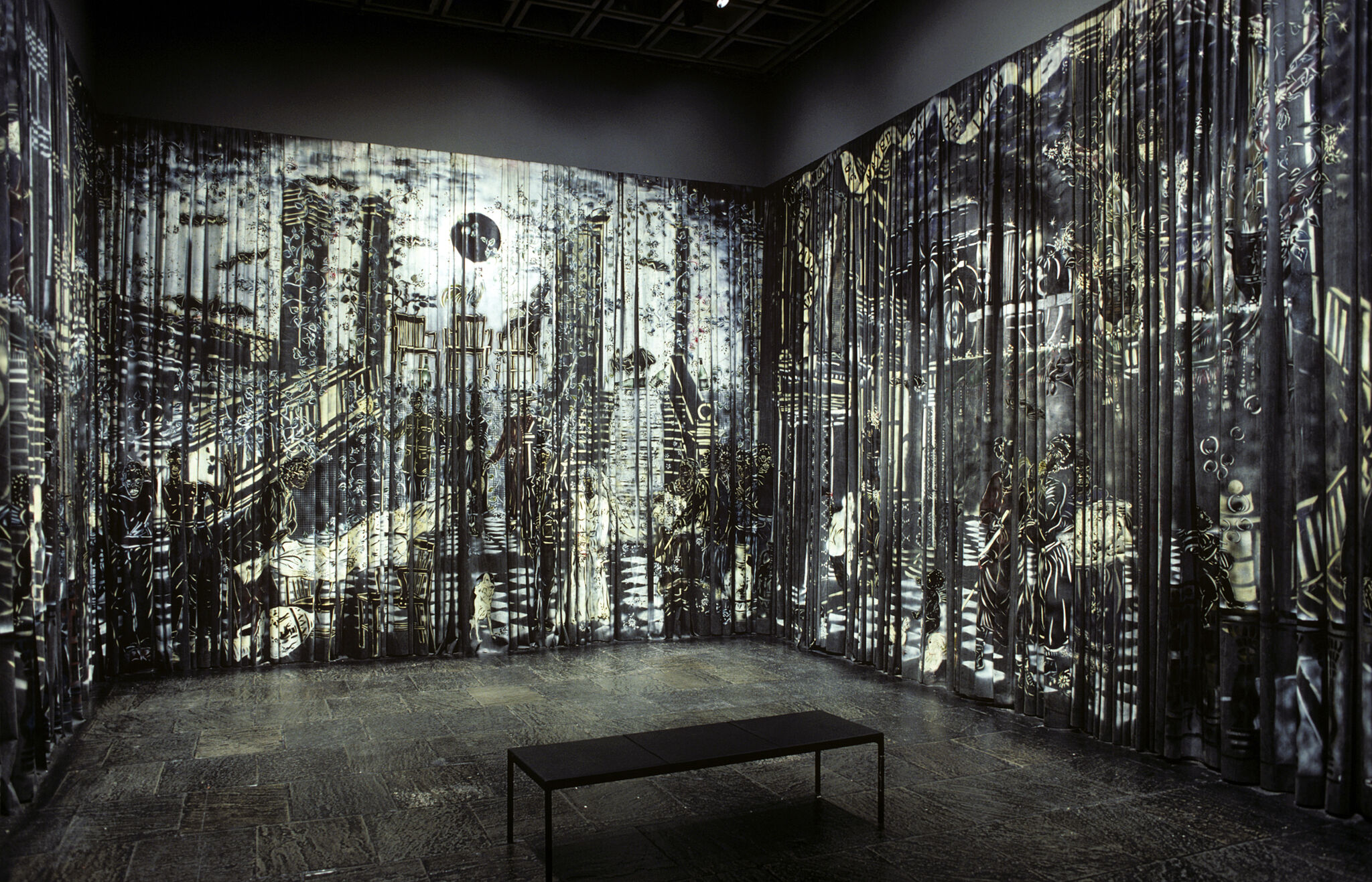 Works of art in a gallery.