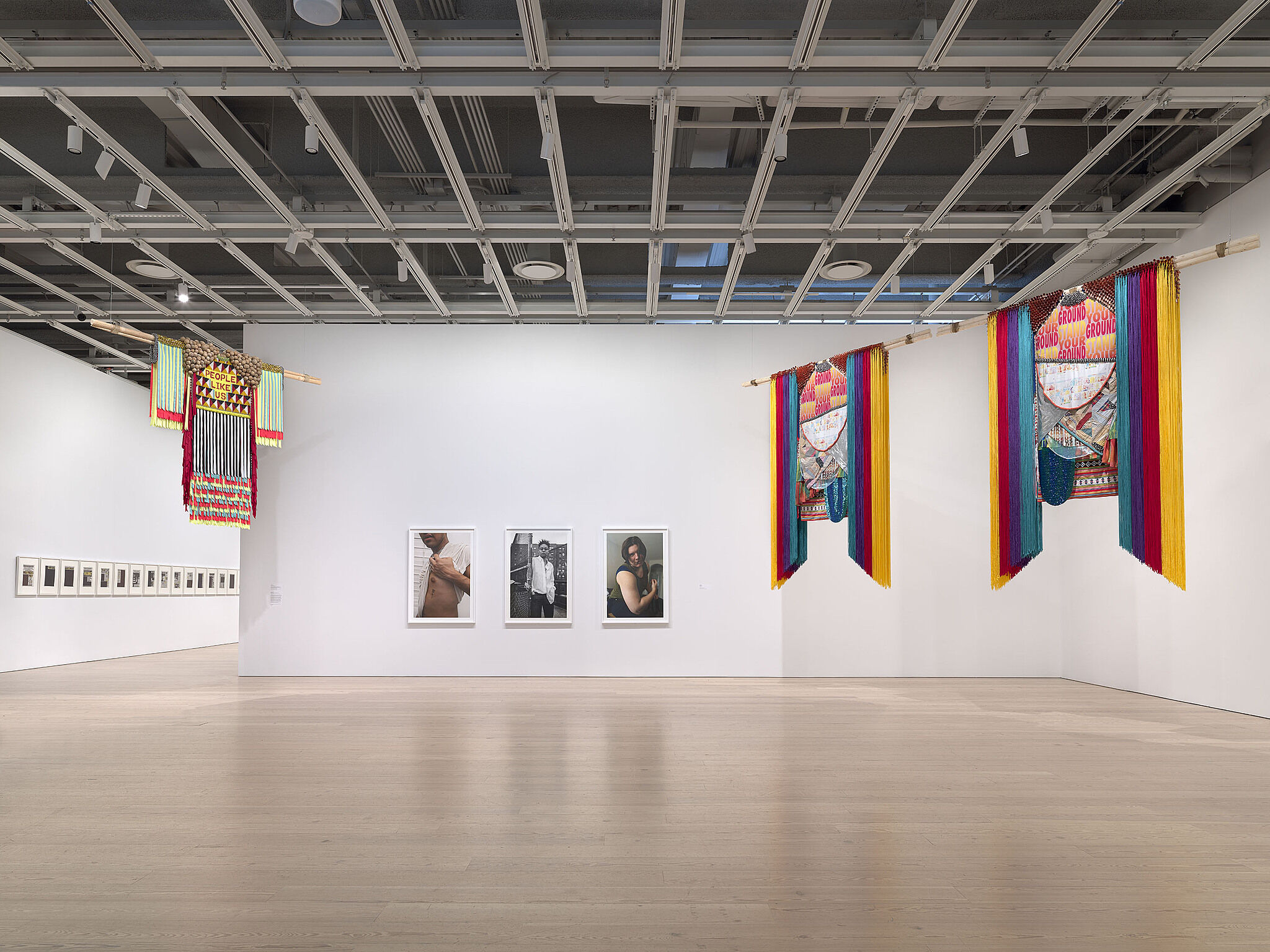 An installation view of artworks in a gallery.