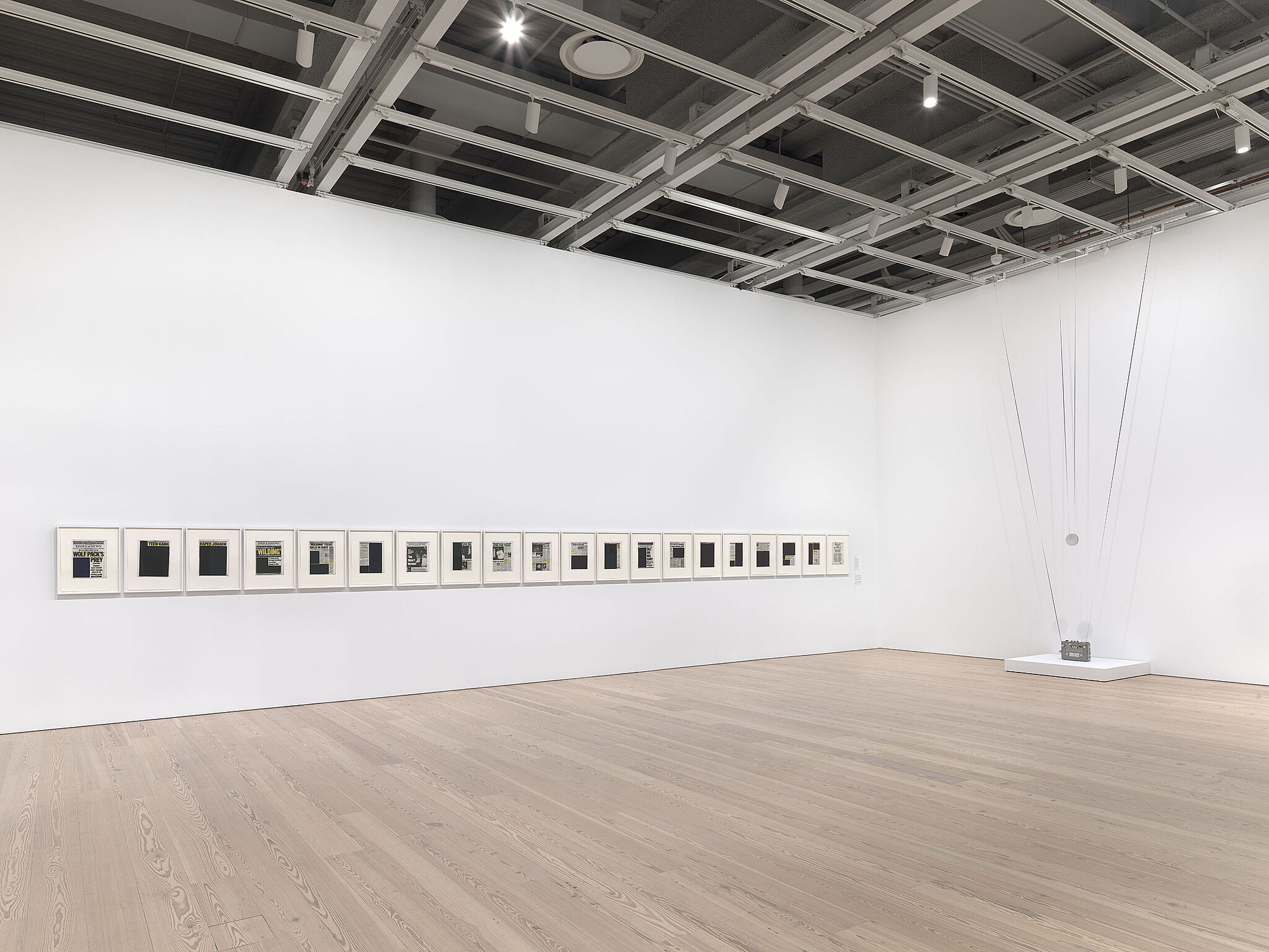 An installation view of artworks in a gallery.