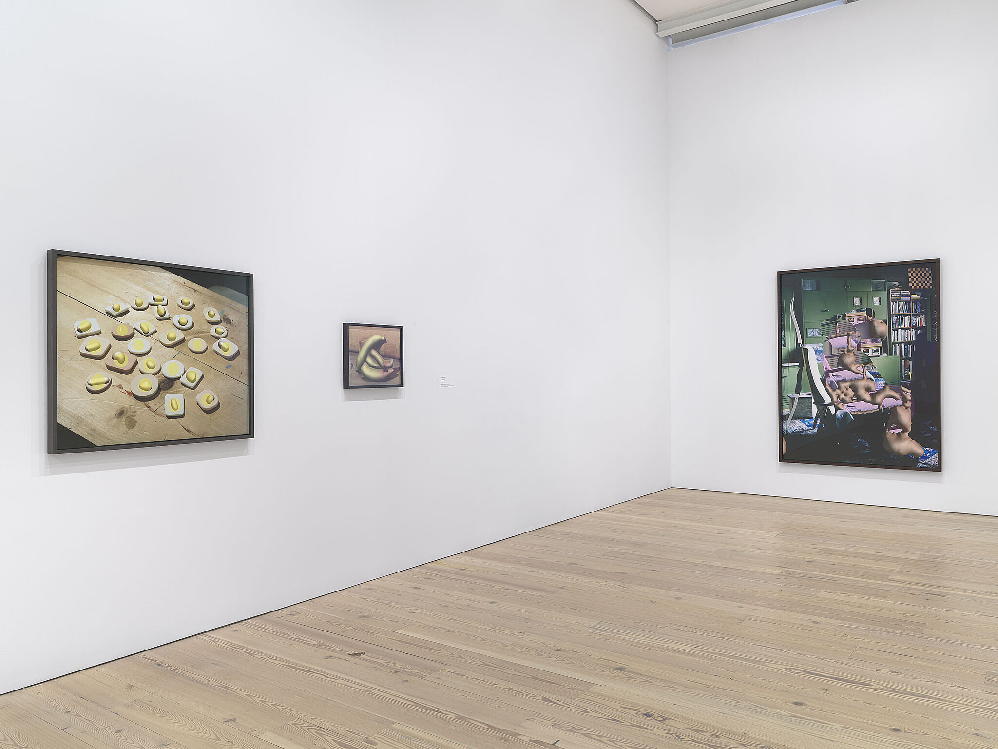 An installation view of artworks in a gallery.