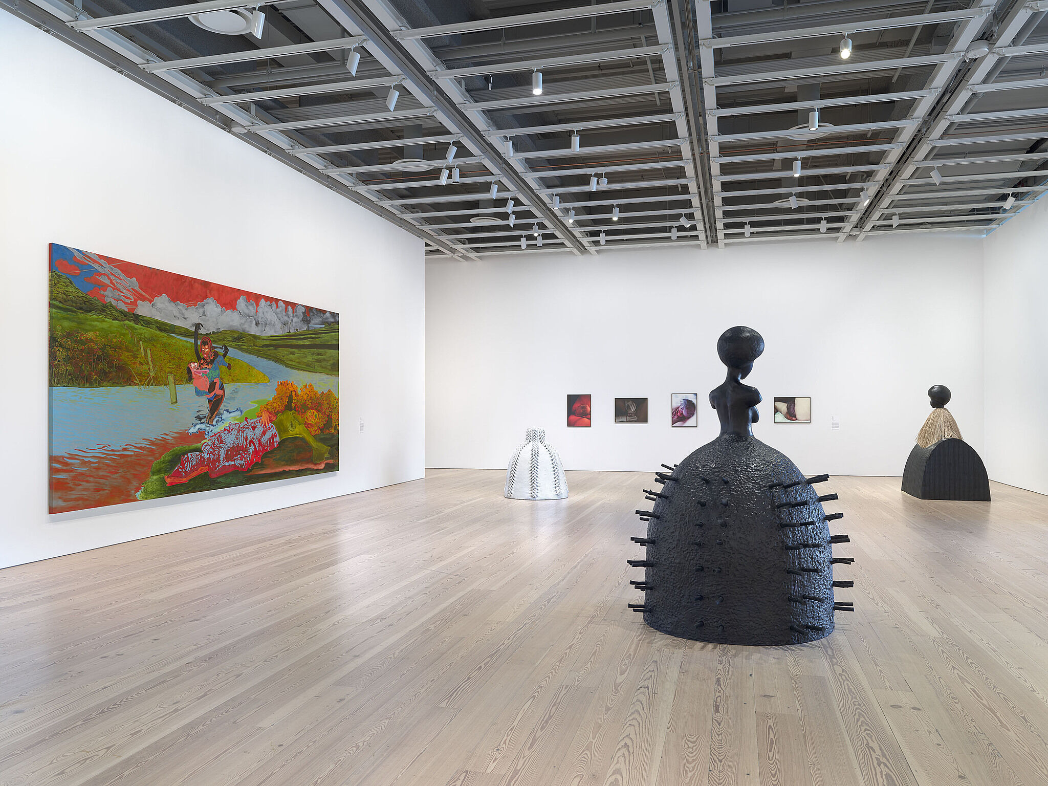 An installation view of artworks in a gallery.