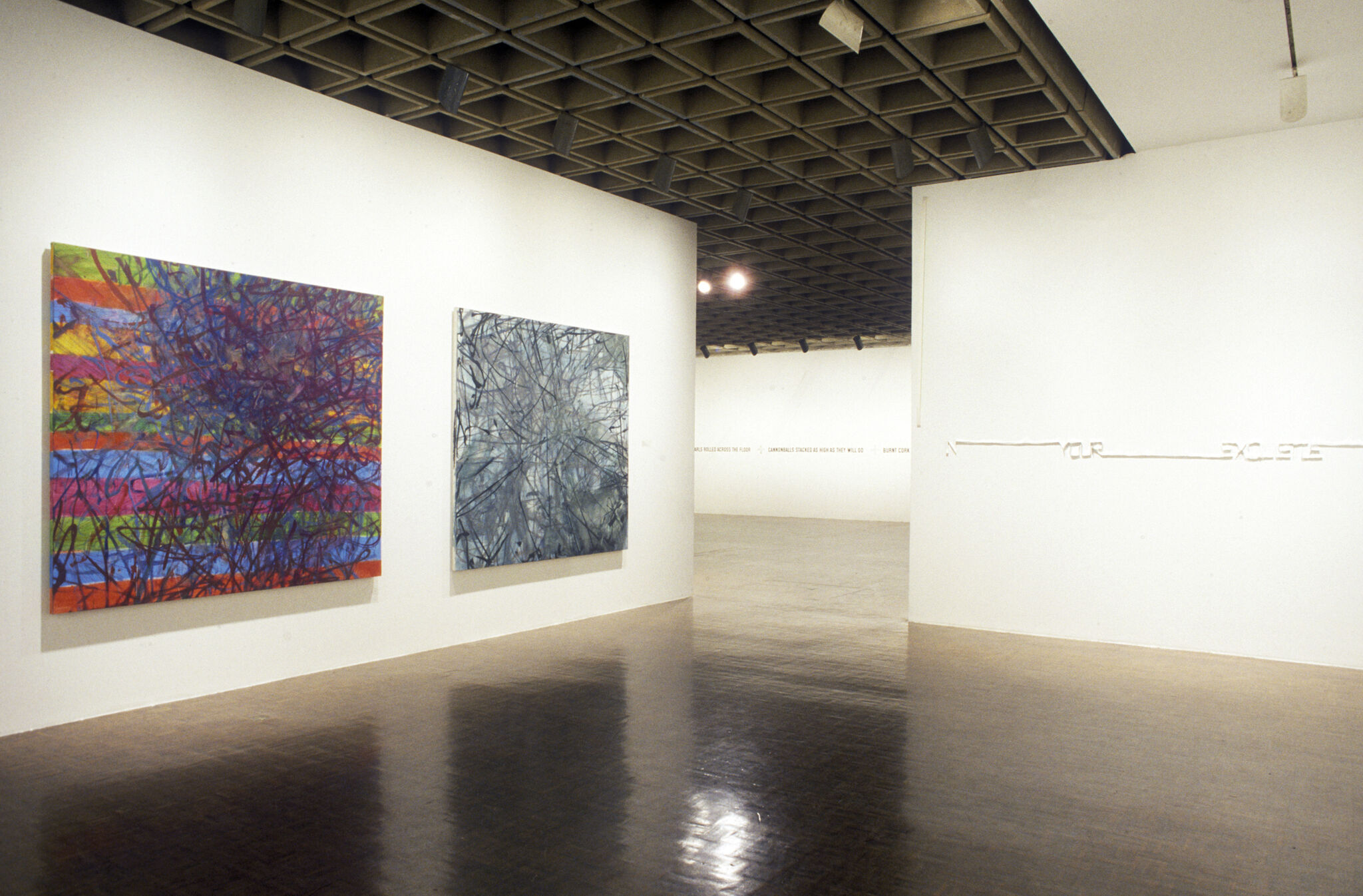 Works of art in a gallery.