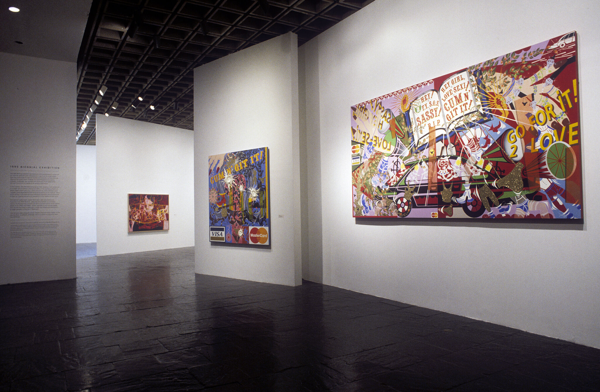 Works of art in a gallery.