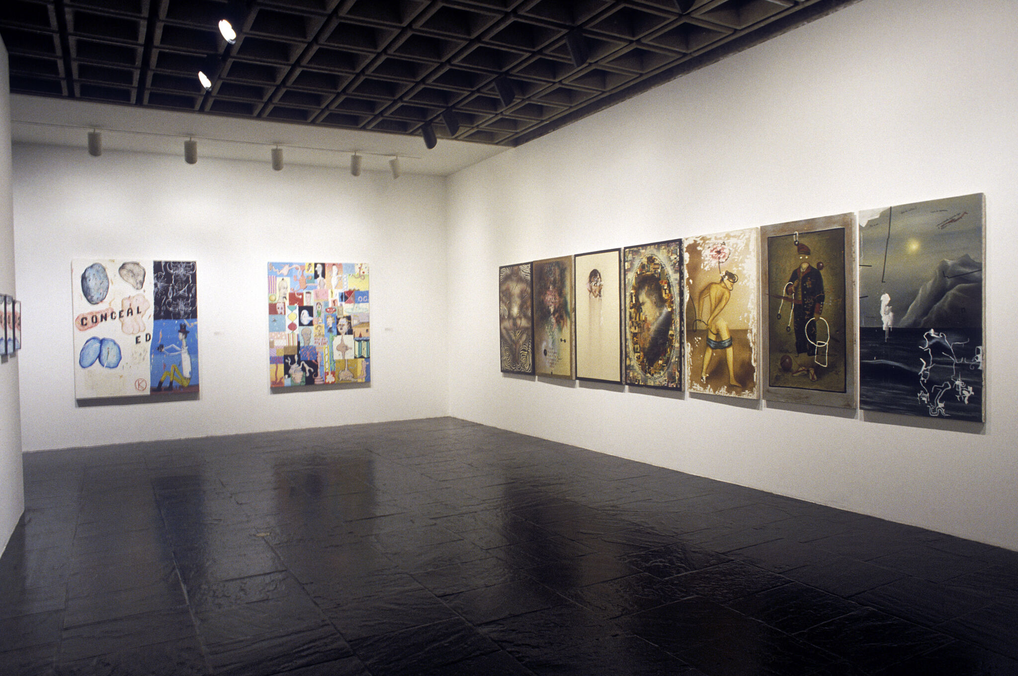 Works of art in a gallery.