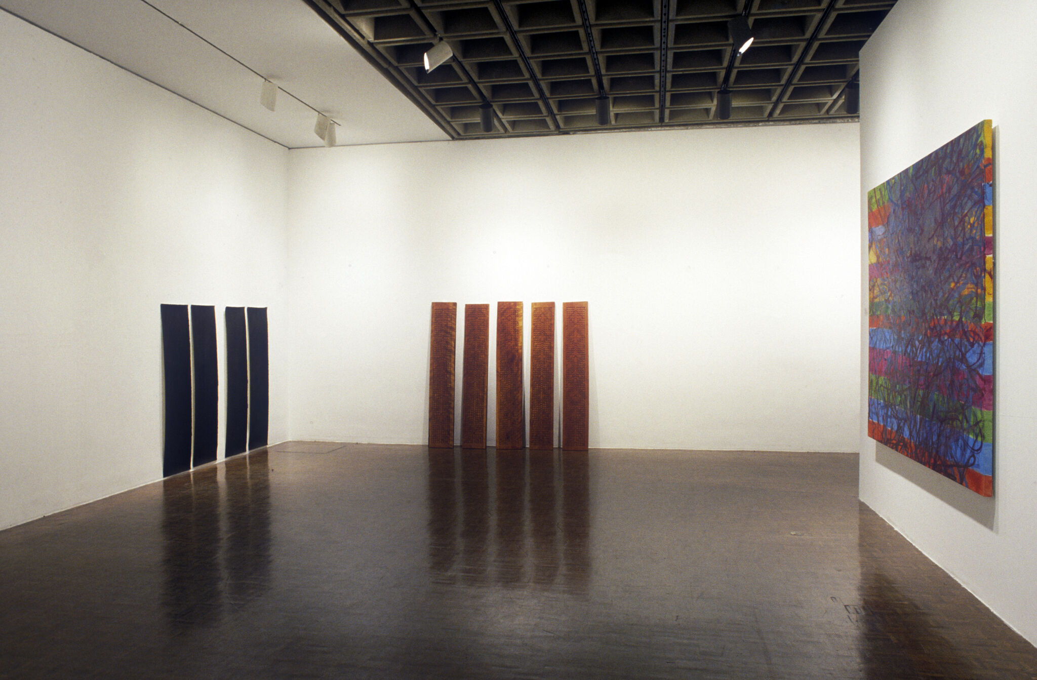 Works of art in a gallery.