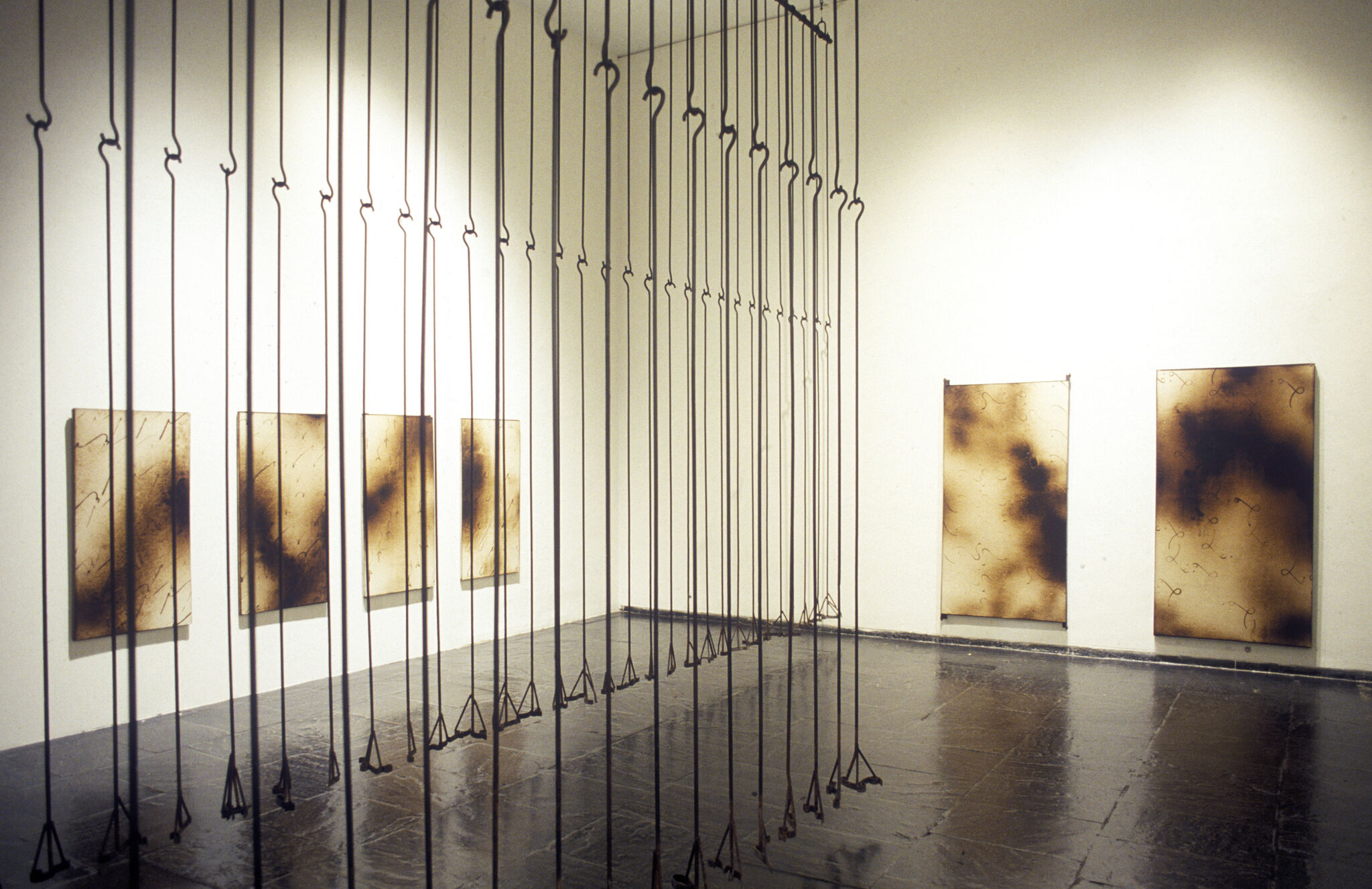 Works of art in a gallery.