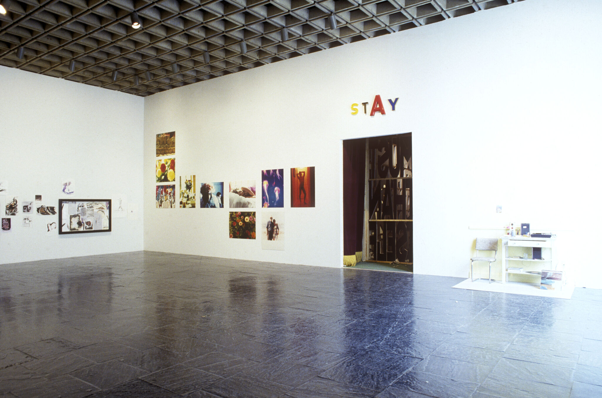 Works of art in a gallery.