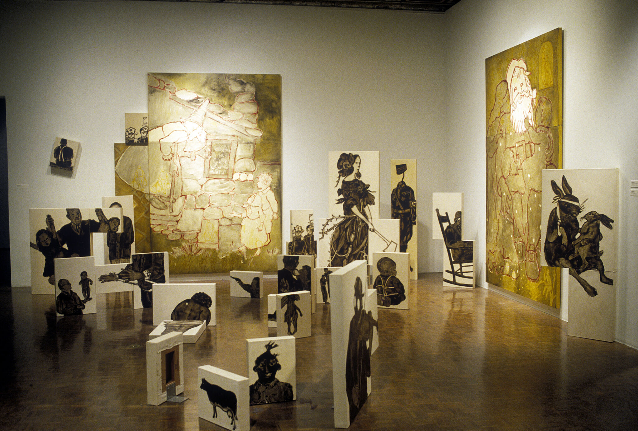 Works of art in a gallery.