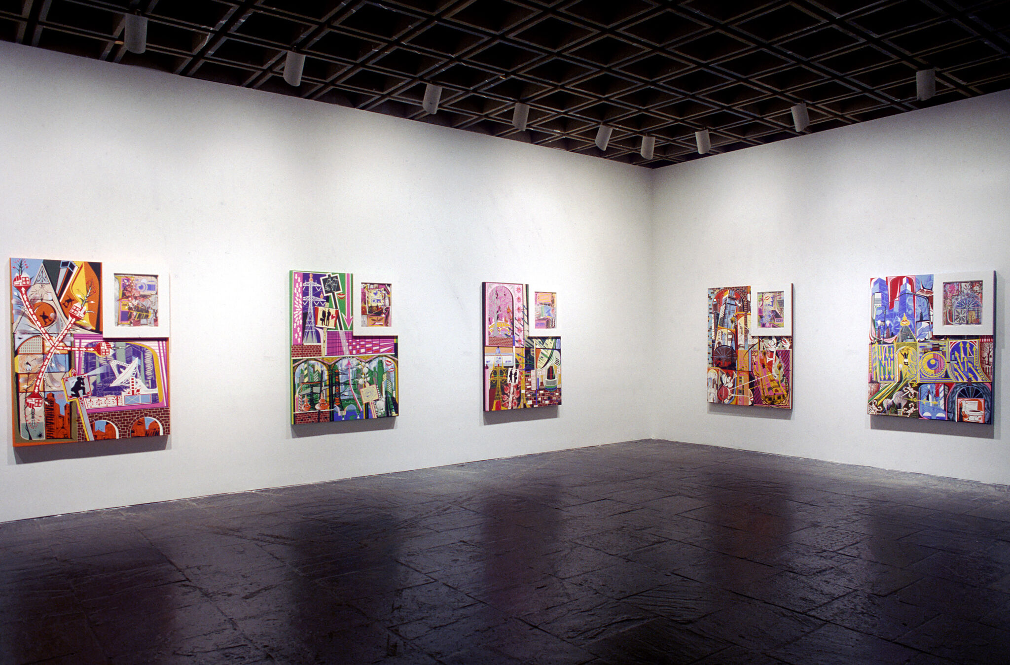 Works of art in a gallery.