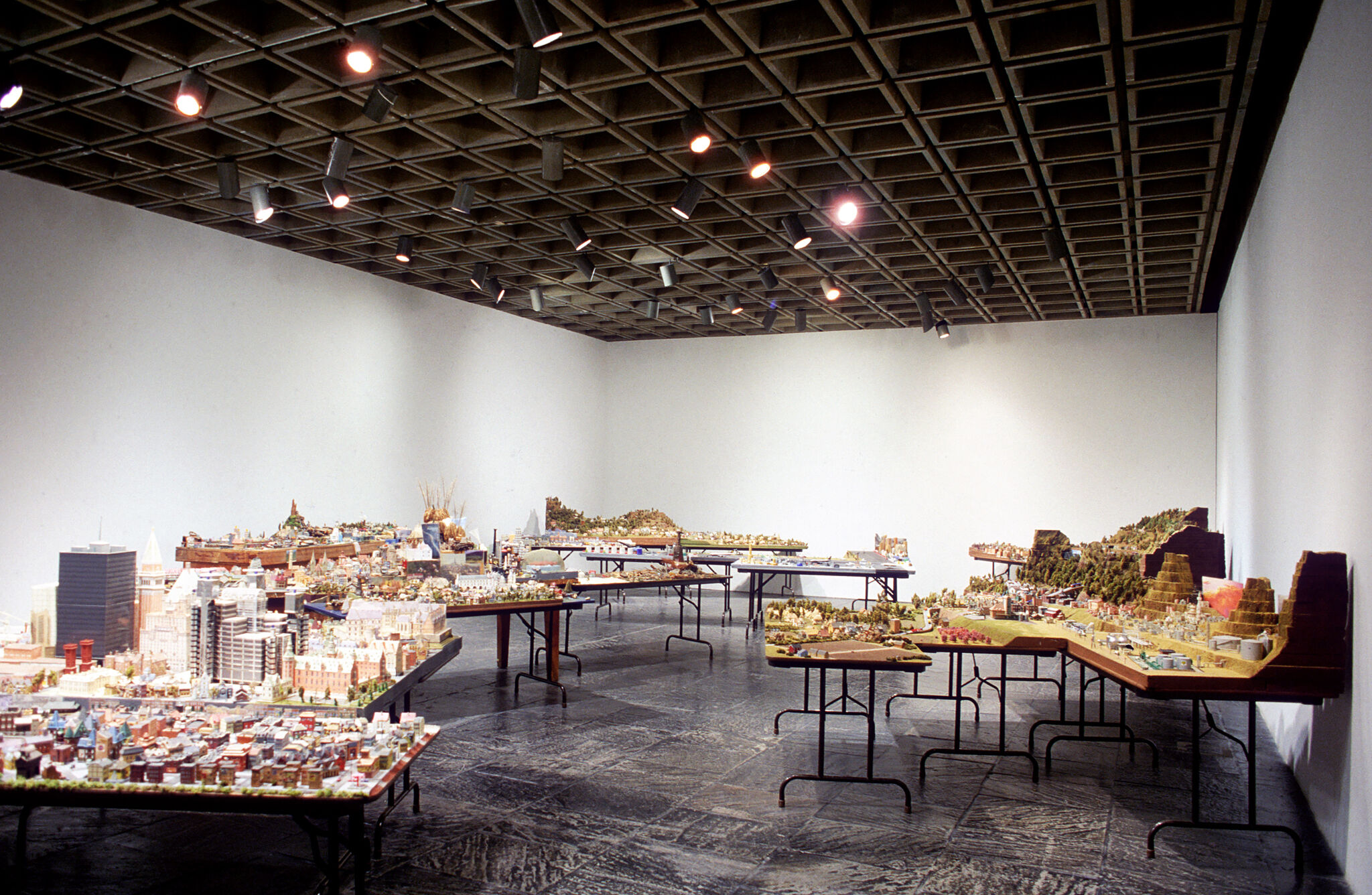 Works of art in a gallery.