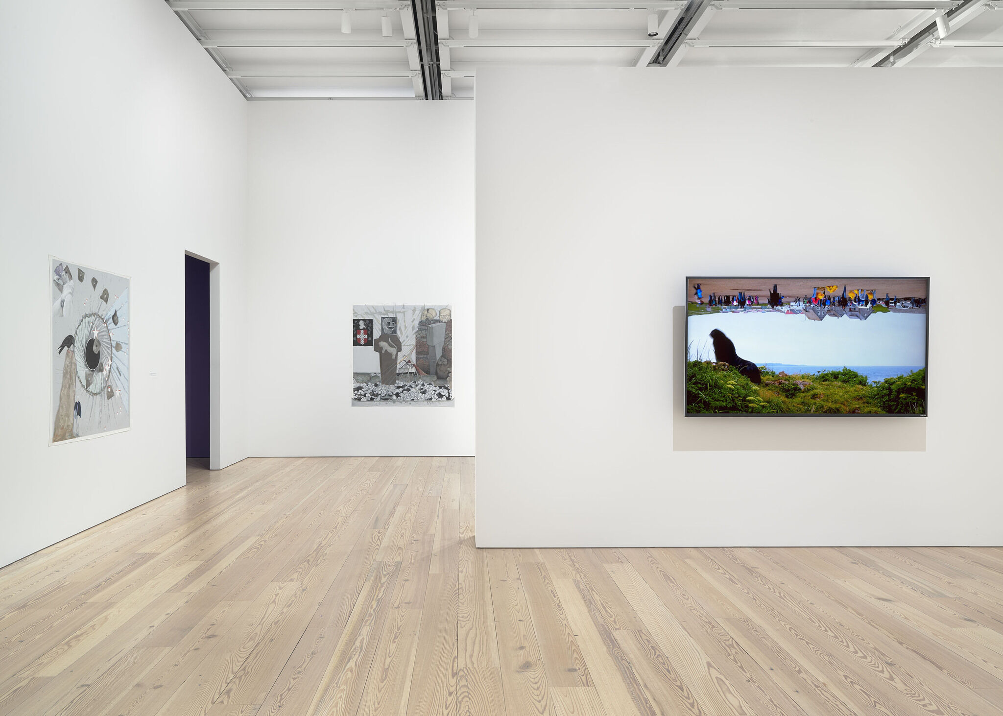 A gallery filled with works of art.