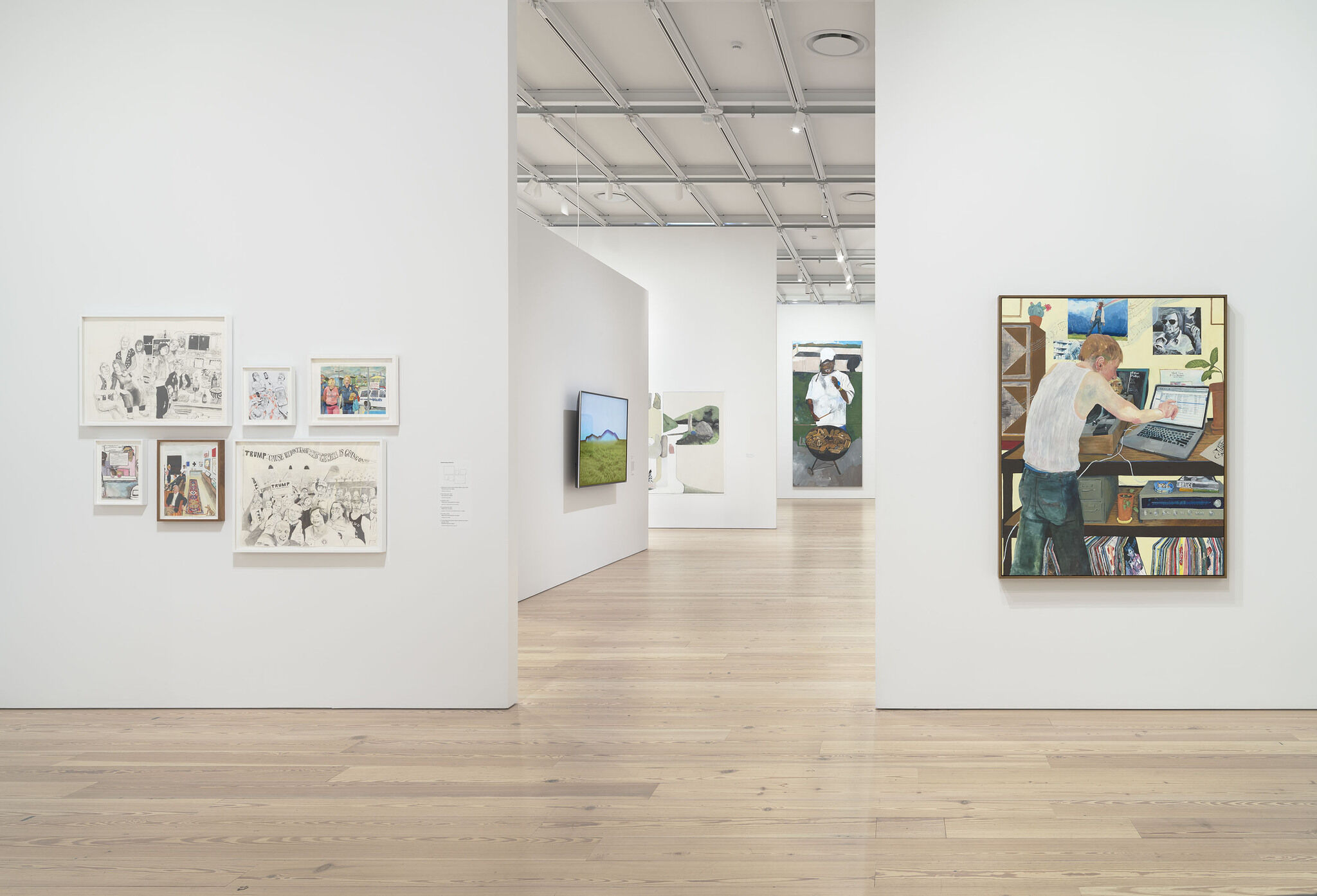 A gallery filled with works of art.