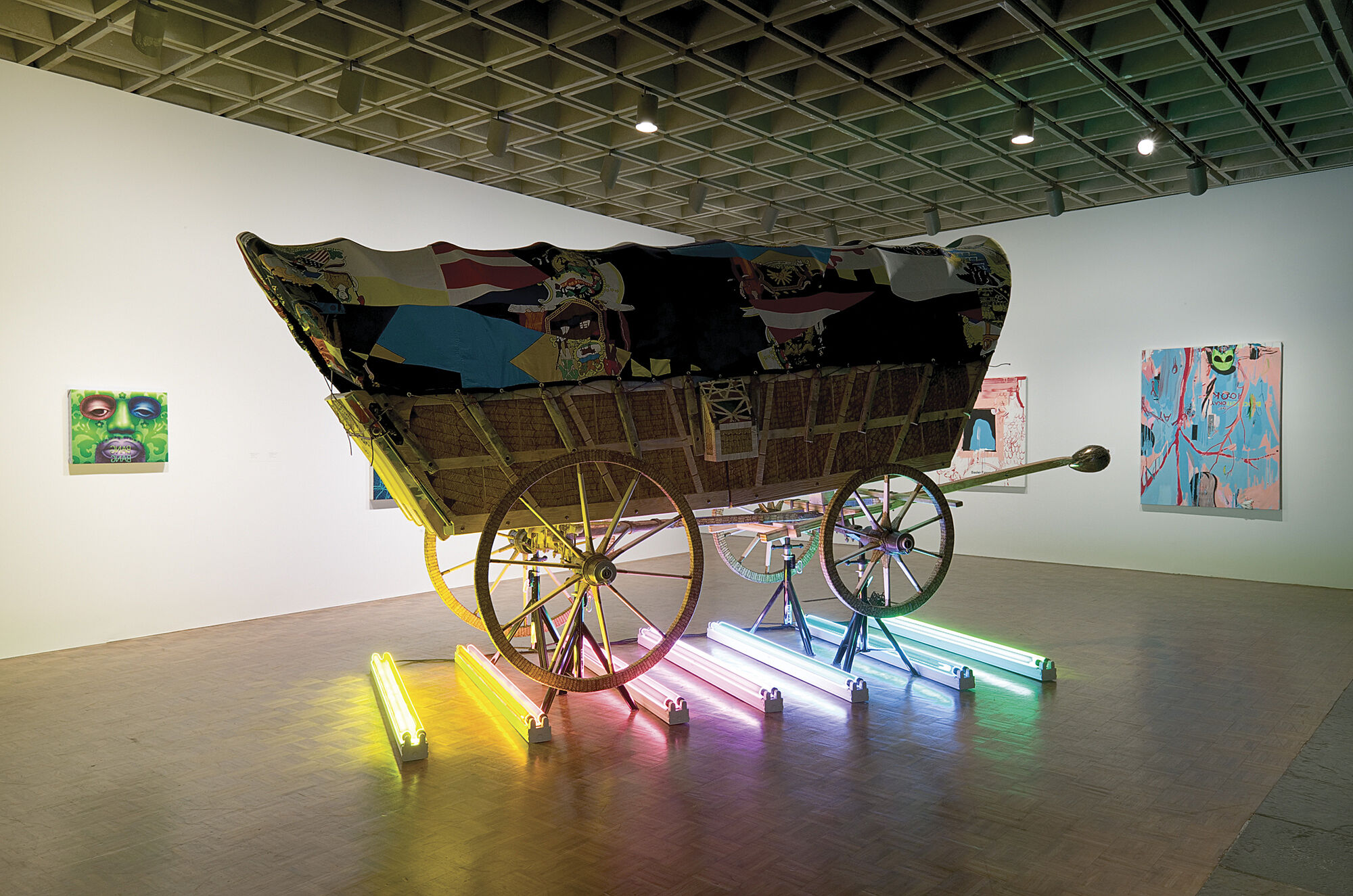 A gallery filled with works of art.