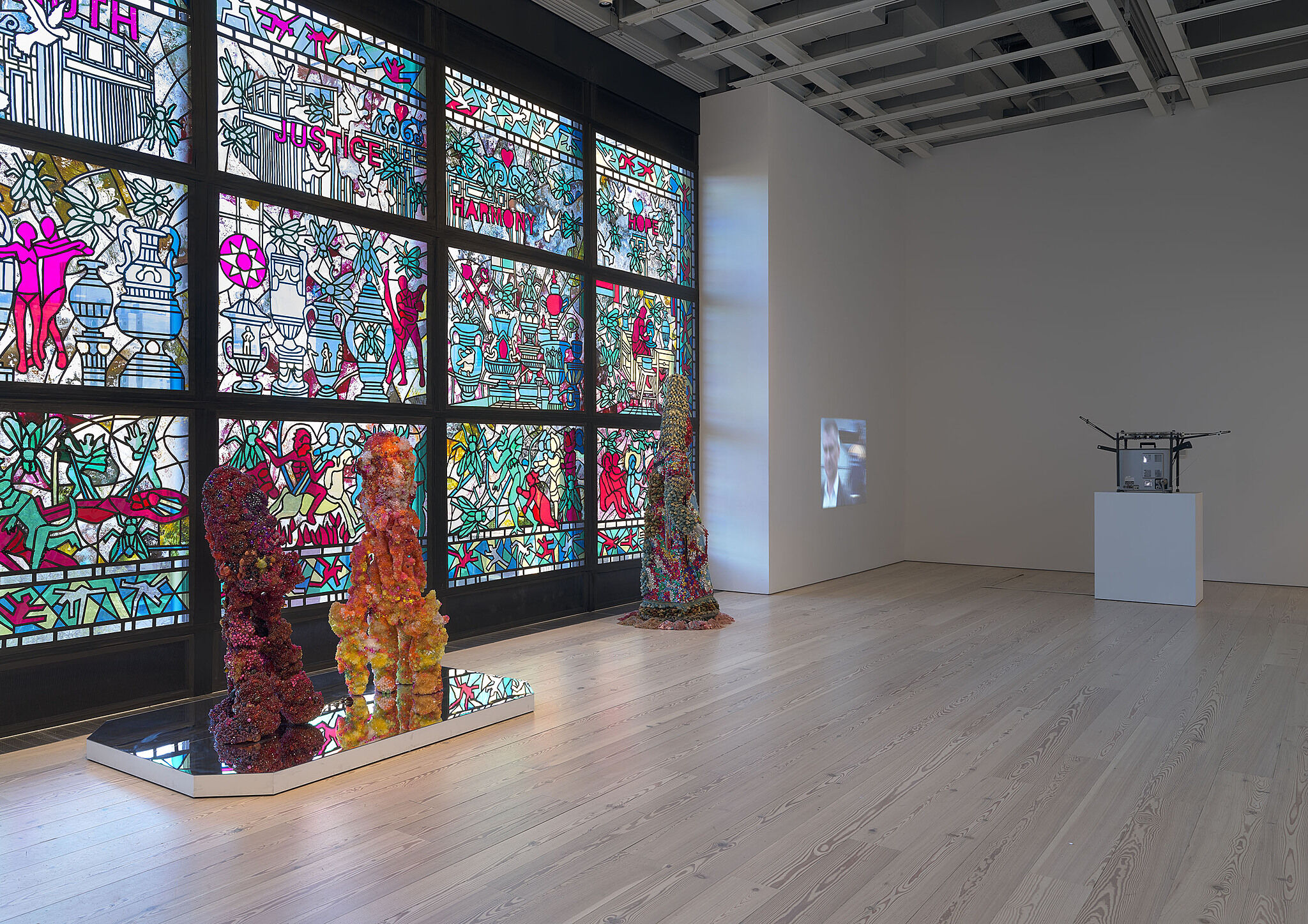 A gallery filled with works of art.